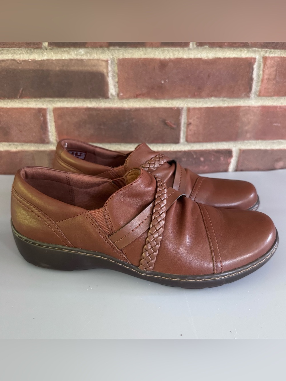 Clarks Collection Womens US 8 M Rose Bronze Leather Slip On Comfort Shoes. In gr